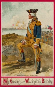 George Washington ved Yorktown (chromolitho) af Richard Veenfliet