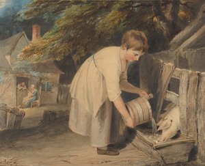 Pigefodrende svin, 1800. af Richard Westall