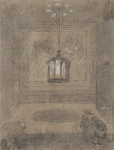En underjordisk helligdom med to skikkelser, der knæler foran en Pieta af Richard Wilson