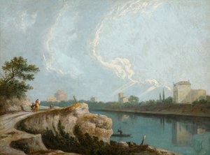 Banks of the Tiber, Rom (olie på lærred) af Richard Wilson