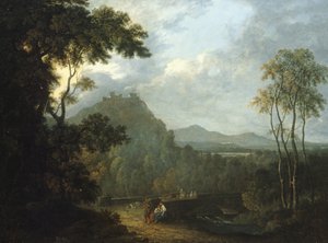 Dinas Bran Castle, nær Llangollen II, ca. 1770 (olie på lærred) af Richard Wilson