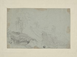 Klippelandskab med stående figur af Richard Wilson