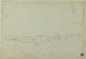 Udsigt over Peterskirken fra Cæsarernes Palads med Circus Maximus nedenunder af Richard Wilson