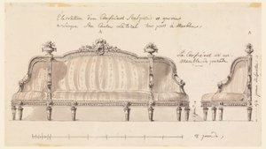 Tegning, Design til en selvsikker, ca. 1780 af Richard de Lalonde