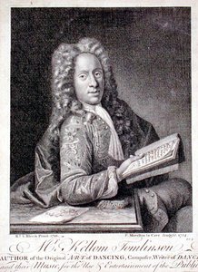Portræt af Kellom Tomlinson (c.1690-c.1753) graveret af Francois Morellon la Cave (fl.1731-54) 1754 (gravering) af Richard van (after) Bleeck