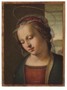 Madonnaen: et fragment fra en altertavle (olie og guld på panel) af Ridolfo Ghirlandaio (attr. to)