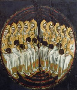 Siddende engle med kugler i hænderne, ca. 1348-54