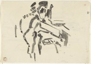 Skitse af en siddende figur af Rik Wouters
