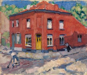 The Red House, Late Snow (olie på lærred) af Rik Wouters