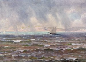 A Sudden Squall, Cardigan Bay (farve litho)