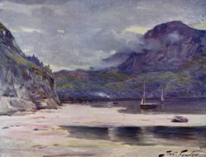 Barmouth Bridge (farve litho) af Robert (after) Fowler