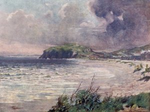 Breezy Morning, Llandudno Bay (farve litho) af Robert (after) Fowler
