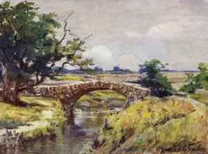 Old Roman Bridge, nær Swansea (farve litho)
