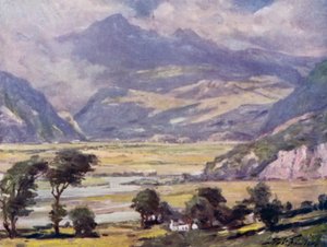 Snowdon fra Traeth Mawr (farve litho) af Robert (after) Fowler