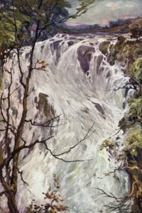 Swallow Falls, Bettws-y-Coed (farve litho) af Robert (after) Fowler