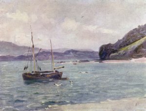 The Beach, Beaumaris (farve litho) af Robert (after) Fowler