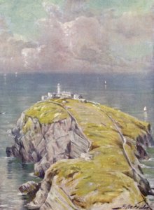 The Stack, Holyhead (farve litho) af Robert (after) Fowler