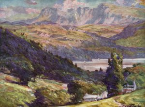 Udsigt fra Bontddu, Dolgelly (farve litho)