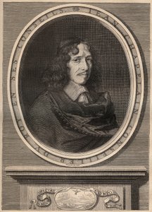 Portræt af Jean Chapelain (1595-1674), fransk digter - Stik - Jean Chapelain (1595-1674) Fransk digter og litteraturkritiker - Stik af Nanteuuil et grave par Peulot. af Robert (after) Nanteuil