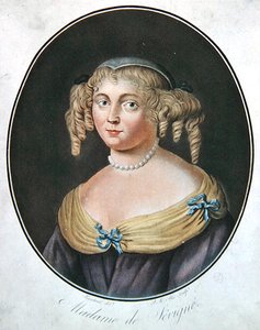 Portræt af Madame de Sevigne (farve litho) af Robert (after) Nanteuil