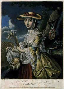 Sommer, indgraveret af C. Corbutt (Richard Purcell) (fl.1746-66), pub. af Robert Sayer, ca. 1760 (mezzotintgravering) (se også 125559-60 og 125562) af Robert (after) Pyle