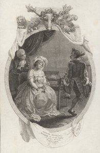 Scene fra The Tender Husband af Richard Steele (gravering)