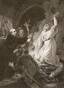 Ærkebiskop Cranmers martyrium, indgraveret af W. Bromley, illustration fra David Humes 