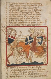 Egerton 3028 f.98 De besejrer saracenere sendt for at møde dem, illustration fra 