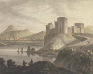 Slot med figurer i et klassisk landskab af Robert Adam
