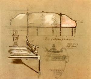 Design til en sofa, 1777, 1946. af Robert Adam
