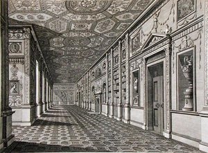 Biblioteket i Syon House, bygget 1760-69 (gravering) af Robert Adam