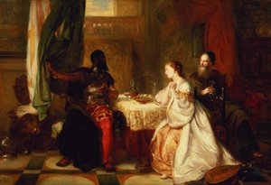 Othello relaterer sine eventyr til Desdemona, 1869 af Robert Alexander Hillingford