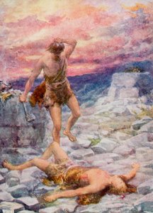 Kain og Abel (farve litho)