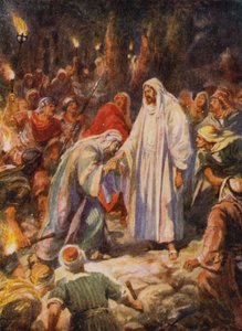 Jesus Kristus forrådt af Judas (farve litho)