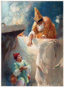 Aladdin and the Magician, illustration fra 