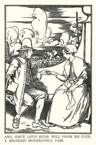 Og da kærlighed aldrig vil flygte fra mig, en elskerinde moderat fair (litho) af Robert Anning Bell