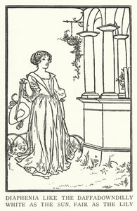 Diaphenia som daffadowndilly, hvid som solen, lys som liljen (litho) af Robert Anning Bell
