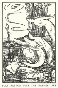 Fuldfavne fem din far lyver (litho) af Robert Anning Bell