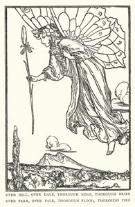 Over bakke, over dale, gennemgribende busk, gennemgribende brier, over parken, overbleget, grundig oversvømmelse, grundig brand (litho) af Robert Anning Bell