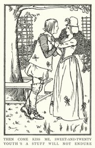 Så kom og kys mig, sød-og-tyve, ungdom er noget, der ikke vil holde ud (litho) af Robert Anning Bell