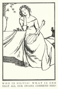 Hvem er Silvia? Hvad er hun, at alle vore svaner roser hende? (litho) af Robert Anning Bell