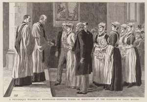 Et malerisk bryllup i Birmingham, hospitalssygeplejersker som brudepiger ved brylluppet af deres matrone af Robert Barnes