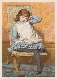 Pige, der læser og dagdrømmer (farvelitografi) af Robert Barnes