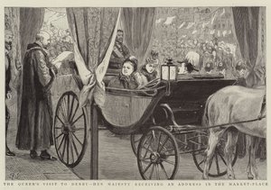 Dronningens besøg i Derby, Hendes Majestæt modtager en tale på markedspladsen af Robert Barnes