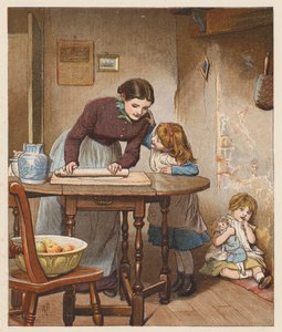 Landmandens kone var ved at lave æbletærte (farvelitografi) af Robert Barnes