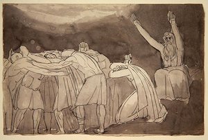 En Druid-ceremoni (pen og vask over grafit på papir) af Robert Blake