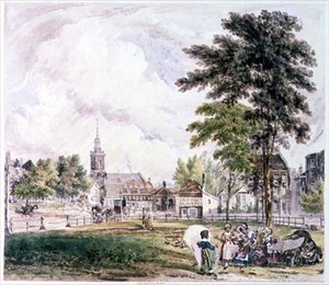 Islington Green: Udsigt mod kirken (print)