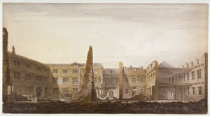 Blackwell Hall under nedrivning, City of London, 1819 af Robert Blemmell Schnebbelie