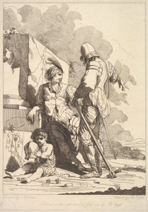 To soldater og barn holder en hjelm, 19. juli 1779.