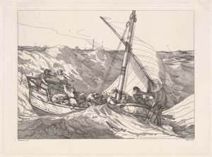 Båd i en storm på havet